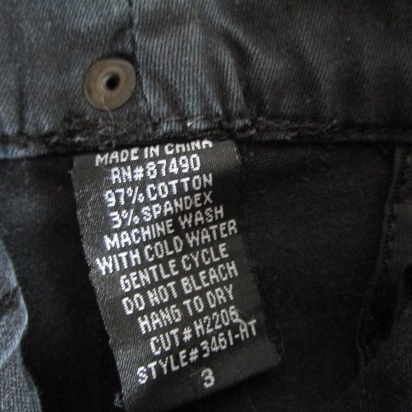 Kik girl black low rise street jeans Size 3, 29x28". Lace satin trim. 90s-2k. - Picture 5 of 15